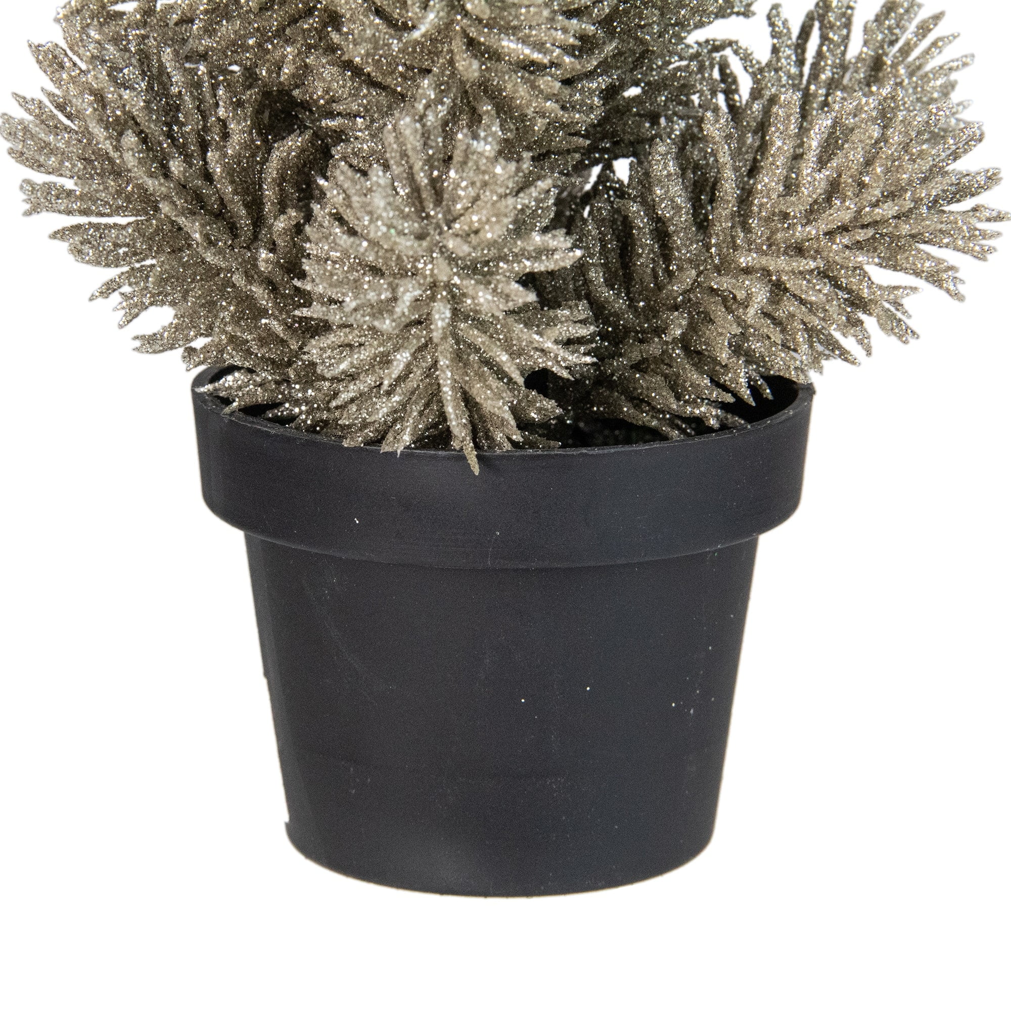 8.5 Potted Glitter Artificial Pine Christmas Tree  - Unlit - 8.5" Green