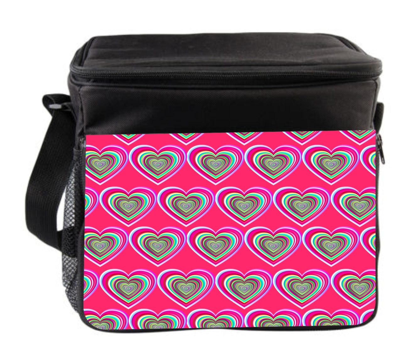 Hearts Print Cross Body Thermo Cooler Lunch Bag For Kids and Adults
