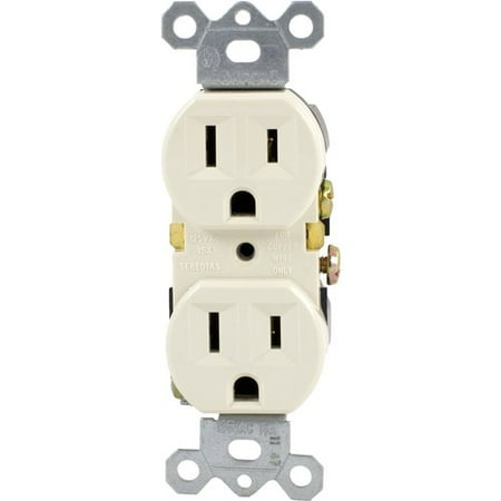 GE 12-Amp Duplex Grounding Receptacle, Almond