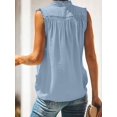 thumbnail image 4 of Luxtrada Sleeveless Women Tops Dressy Casual Smocked Flowy Button Up Tanks T-Shirt Shirts Turtleneck Solid Color Ruffle Plus Size Tunics Top for Women Summer Blouse (Blue,M), 4 of 6