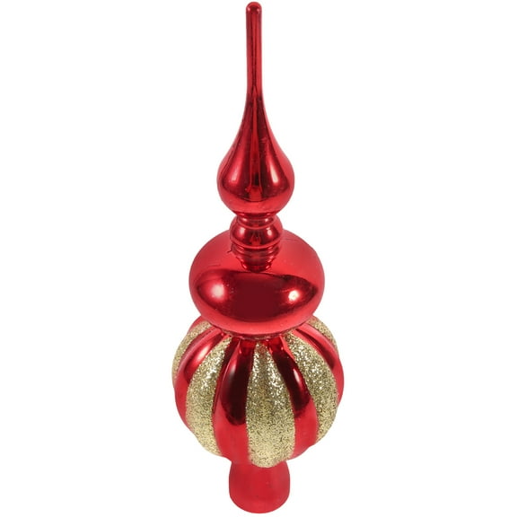 Niceauty 1Pack Spherical Christmas Tree Topper Red Plastic for Family Parties and Holiday Celebrations