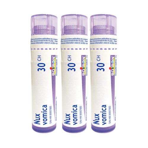 Boiron Nux Vomica 30CH – Homeopathic Medicine, Box of 3 Tubes (4g Each, Approx. 80 Pellets per Tube)