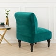thumbnail image 5 of Armless Accent Chair Cover, Stretch Armless Slipper Chair Slipcover Soft Velvet Fabric Armless Chair Cover Slipcover Furniture Protector for Living Room Hotel (Green 1Pcs), 5 of 7