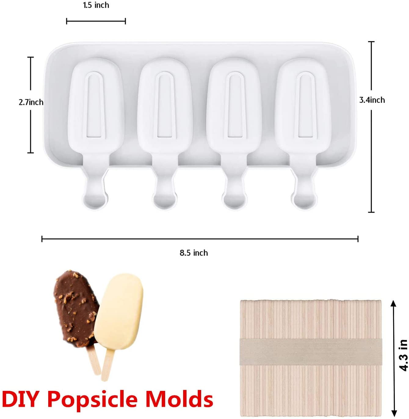 Silicone Popsicle Molds Genteen 2 sets of molds with 12 sticks