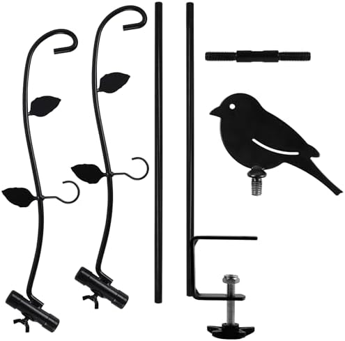 Deck Pole Bird Feeding Station Kit, Porch Multi Hook Bird Feeder Hanging Kit with Two Adjustable Branches, Attracting Wild Birds, Planter Hanger$$Garden & Patio