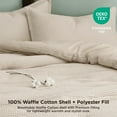 thumbnail image 3 of King Size Waffle Comforter Set, Khaki Soft Cotton Bedding, 3-Piece Waffle Weave Bed Set Including 1 Comforter (104"x90") and 2 Pillow Shams, Premium Cotton Cover with Polyester Fill for All Seasons, 3 of 7