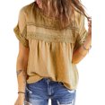 thumbnail image 1 of TRKIYQC Boho Camiseta de Manga Corta para Mujer Verano, Jacquard Eyelet Hollow Out Camiseta de Cuello Redondo Casual Tops TRKIYQC moda, 1 of 7