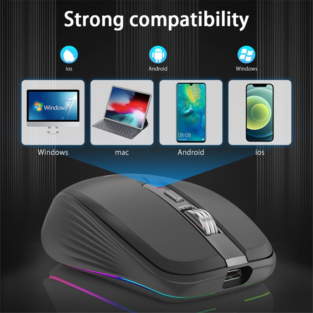 Bluetooth 5.0 Wireless Mouse Compatible for Computer/Laptop/Ipad/Mac/PC/Macbook USB Mouse RGB Mouse Rechargeable Gaming Mouse BT Cordless Mouse Silent/Multi Arc Touch/Ultra-thin Mice
