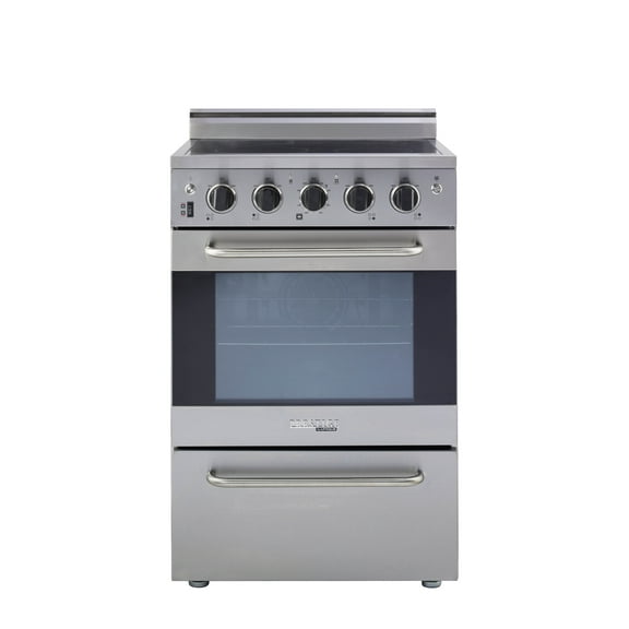 Unique Prestige 24" 2.3 cu/ft Freestanding Electric Range with Convection Oven in Stainless Steel