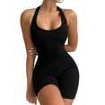 thumbnail image 2 of Women Bodycon Sexy Halter Neck Romper, Solid Color U-Neck Sleeveless Bodysuit Playsuit,One-Piece Sport Jumpsuit, 2 of 6