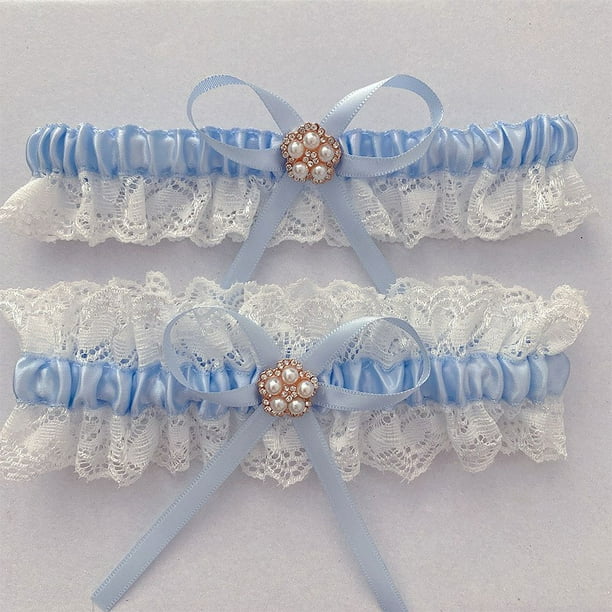 Ligas blancas para novia (2 piezas), liga de boda con encaje elástico, conjunto de liga de boda, accesorios de novia