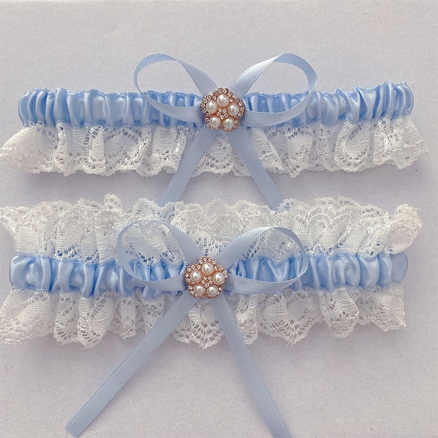 Ohufall White Garters For Bride 2 Pieces, Wedding Garter For Bride Elasticity Lace Garter, Wedding Garter Set For Bride