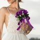 thumbnail image 3 of Ramo de flores artificiales, ramo de rosas falsas para dama de honor, ramo de novia hecho a mano con cinta de seda para centros de mesa de boda morados., 3 of 8