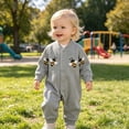 thumbnail image 2 of KPOPLK Infant Boys Pajamas Newborn Clothes for Boys Button Down Long Sleeve Graphic Print One Piece Sleepwear Pjs Size 9-12 Months, 2 of 9