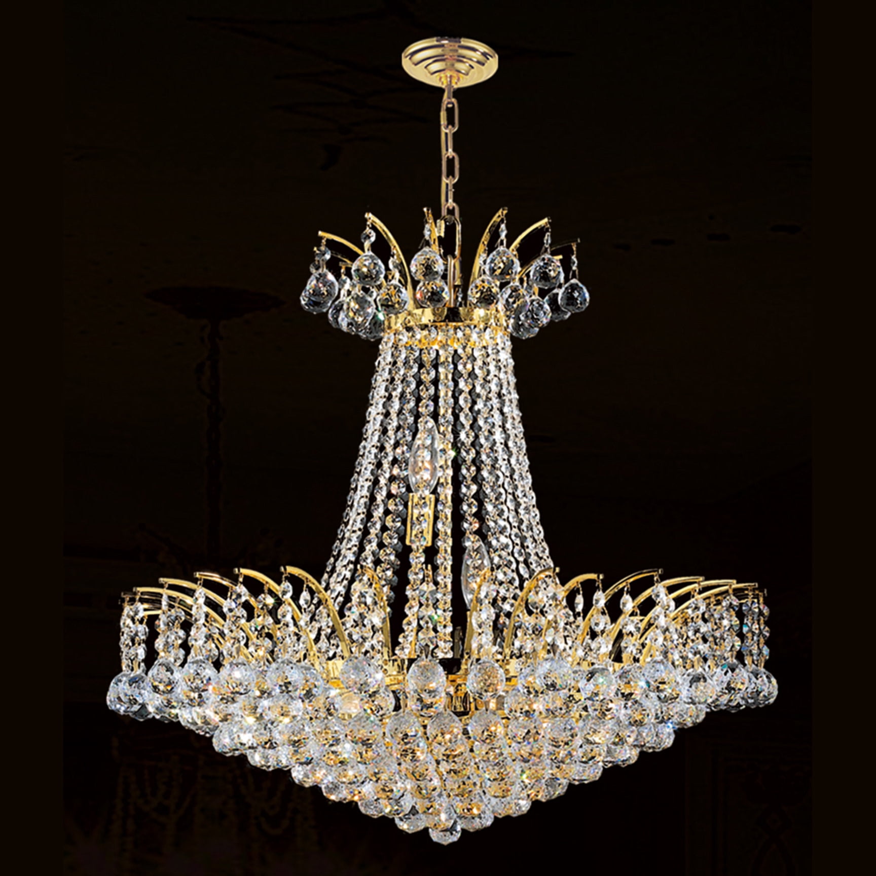 Empire Collection 11 Light Gold Finish Crystal Chandelier 24