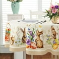 thumbnail image 2 of Oval Easter Tablecloth 54 x 72Inch, Spring Floral and Bunny Easter Egg Watercolor Tablecloth, Waterproof Wrinkle Resistant Table Cloth, Holiday Kitchen Dining Spring Decor, 2 of 6