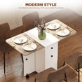thumbnail image 4 of HOMCOM Foldable Dining Table, Drop Leaf Table on Wheels, White and Oak, 4 of 10