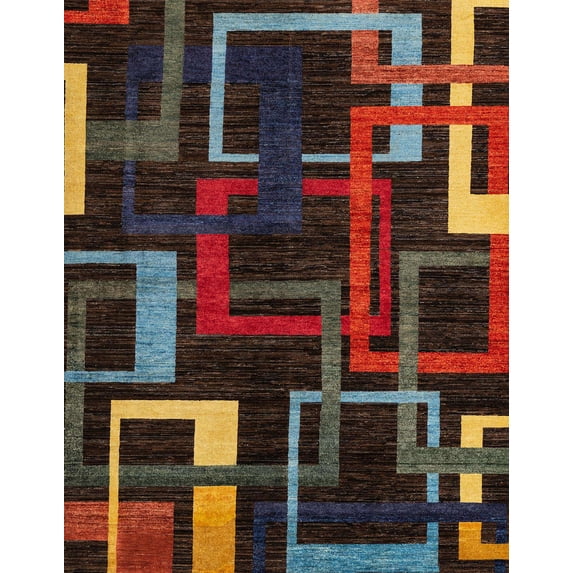 Ahgly Company Indoor Rectangle Abstract Red Oriental Area Rugs, 5' x 7'