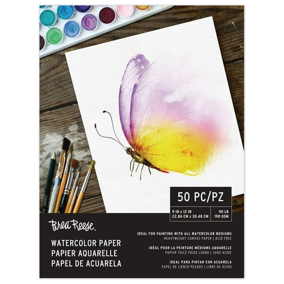 Brea Reese 9 x 12 "papier aquarelle Pad - pro 50 feuilles Papiertoile poids lourde.
