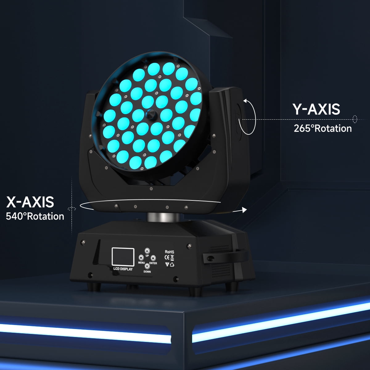 VIPQV 360W Stage Moving Head Light with Beam, Remote Control Sound Actived & DMX512, 540° Pan 265° Tilt for Party DJ Bar Wedding Theater