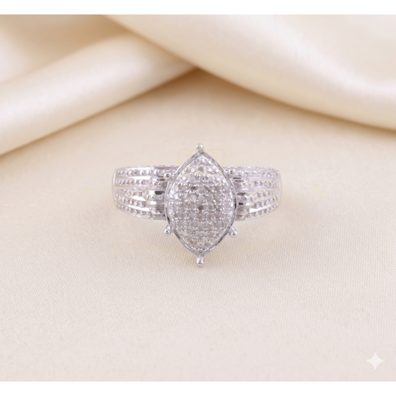 King of Ring Marquise White Diamond Rings 0.1 ct. t.w. 925 Sterling, Sterling Silver