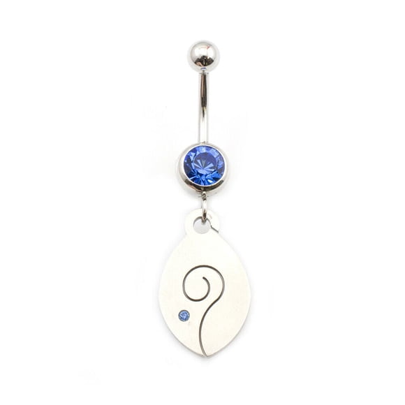 Belly Button Ring with Spiral and Cubic Zirconia Stone 14g