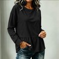 thumbnail image 2 of Lmnyox Women's Sweatshirts Crew Neck Solid Color Peplum Long Sleeve Pullover Fall Fashion Sweatshirts, 2 of 5