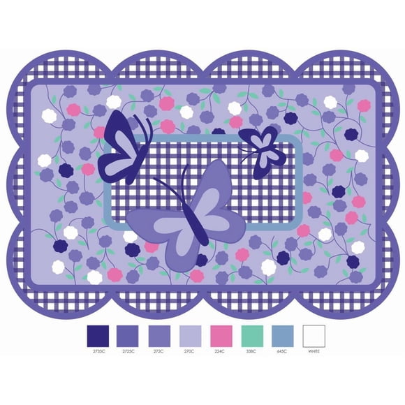 Fun Rugs Multi-Colored Purple Butterfly Nylon Kids Rug