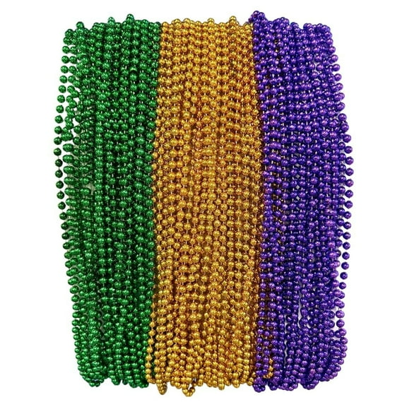 Mardi Gras Krewe Purple, Green and Gold Mardi Gras Beads Necklaces - 33 Inch, 72 Count 6 Dozen