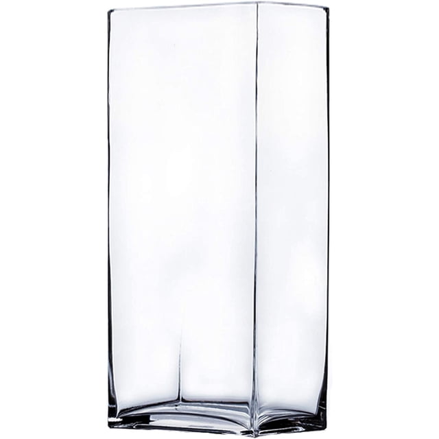WGV Rectangle Block Vase, Length 6", Width 4", Height 10", Clear Floral Bouquet Glass Container, Fish Tank, Planter Terrarium for Wedding Party Event, Home Office Decor, 1 Piece