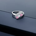 thumbnail image 3 of Gem Stone King 925 Sterling Silver White Moissanite and Pink Moissanite and White Created Sapphire Engagement Ring for Women (0.79 Cttw, Gemstone , Heart Shape 4MM, Size 8), 3 of 4