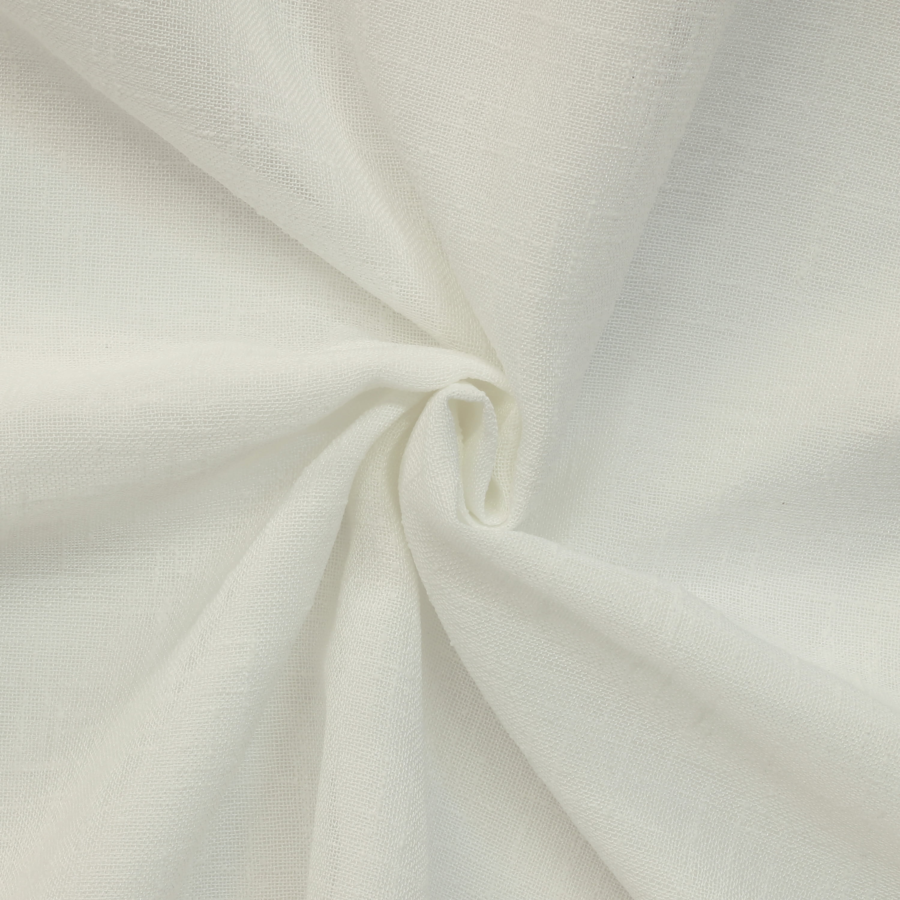 Surrey Light-Filtering Two-Tone Slub Texture Dual Header(Back Tab/Rod Pocket) Curtain Panel 52" x 95" in White