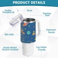 thumbnail image 4 of SKYSONIC Insulated Tumblers with Lids and Straws Handles 40oz Water Bottle Cosmical Planets Spaceships Travel Mug Reusable Stainless Steel Thermos Vacuum, 4 of 7