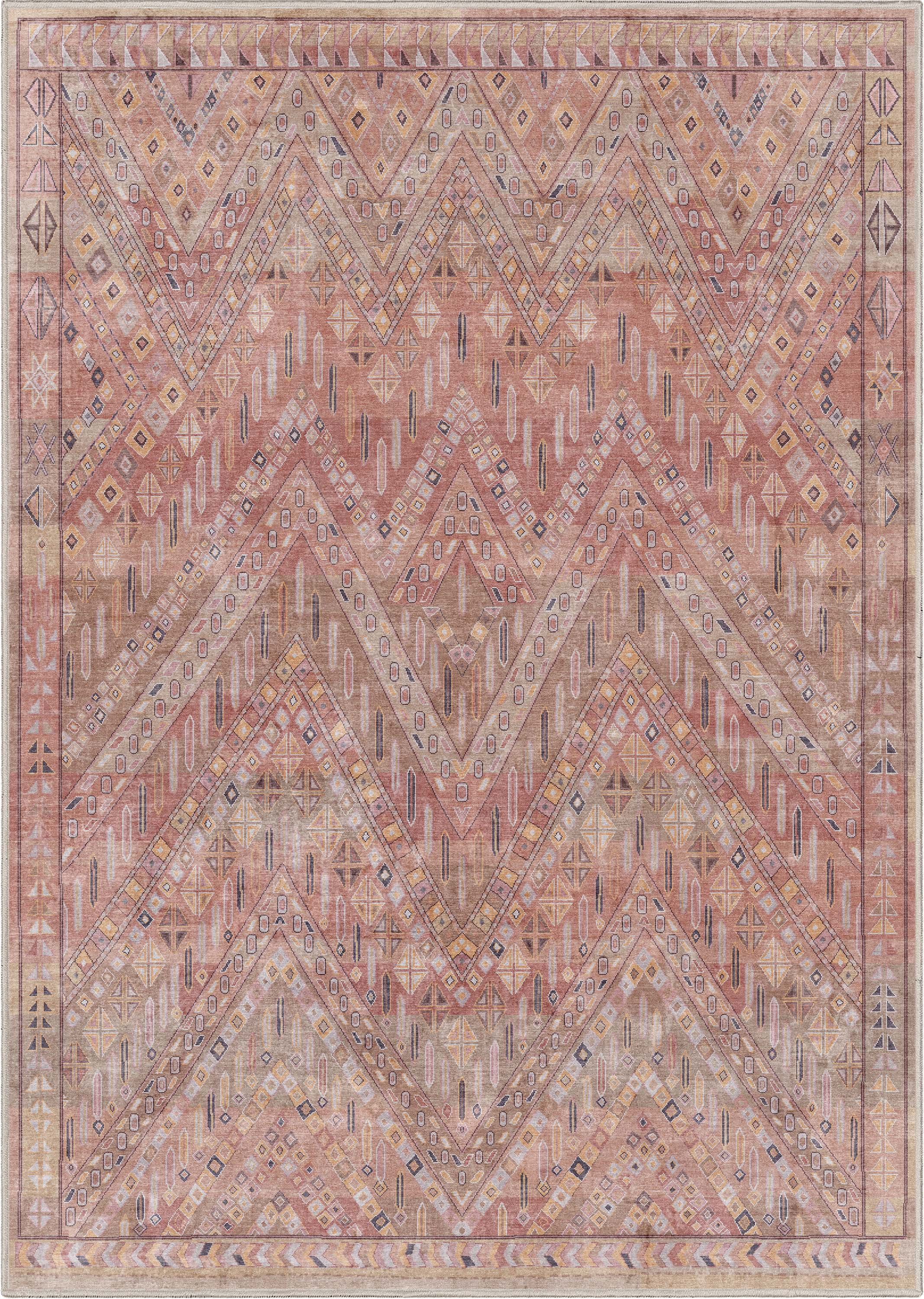 Well Woven Asha Anya Vintage Tribal Red 5'3" x 7'3" Machine Washable Area Rug