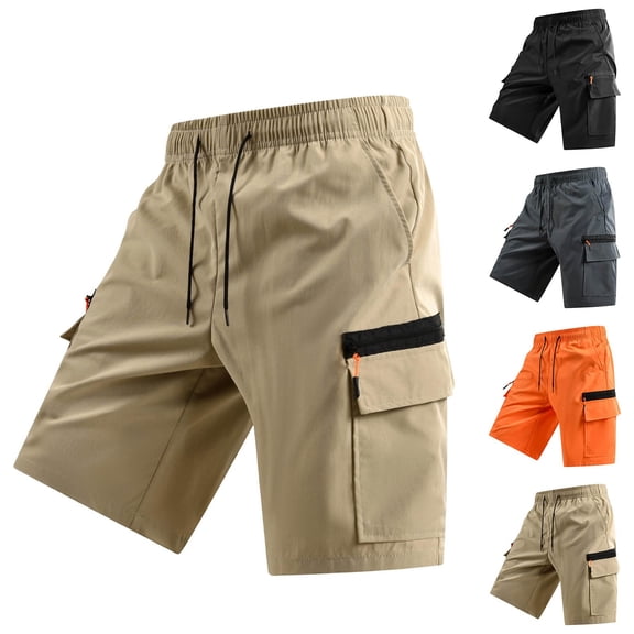 DailyTrove Men's Cargo Shorts, Elastic Waist Casual Work Shorts with Multiple Pockets
