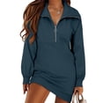 thumbnail image 4 of Lenago Long Sleeve Fall Dress for Women Plus Size Fashion Half Zip Loose Comfy Long Sleeve Dress Party Maxi Dress, 4 of 8