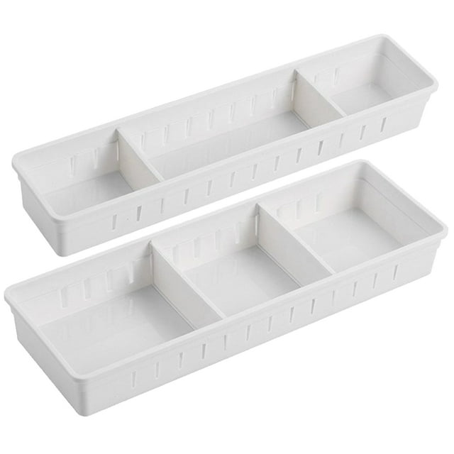 2pcs Drawer Organizer Case Movable Partition Drawer Tray Plastic Storage Organizers