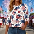 thumbnail image 6 of UngA 250th Anniversary USA Shirt Women American Flag 3/4 Sleeve Shirt 4th of July T-Shirt USA Flag Patriotic Tee Tops (Beige,S), 6 of 8