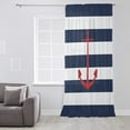 thumbnail image 3 of Navy Blue Striped Semi Sheer Curtains Drapes for Living Room,Bedroom,French Doors Window 45 Inches Long,Red Beach Nautical Anchor Ocean Coastal Rod Pocket Chiffon Curtain Drapery Voile Drape Panel, 3 of 6