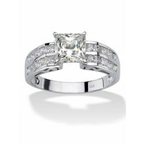 PalmBeach Jewelry 2.42 TCW Princess-Cut Cubic Zirconia 10k White Gold Engagement Anniversary Ring