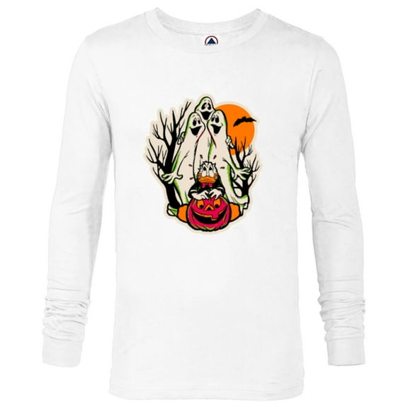 Disney 100 Donald Duck Trick or Treat Ghosts Halloween D100 - Long Sleeve T-Shirt for Men - Customized-White