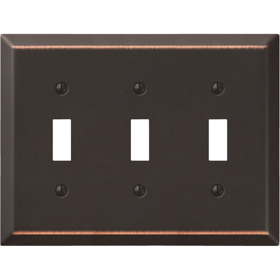Amerelle 163TTTDB Century Steel Wallplate 3 Toggle Light Switch Aged Bronze