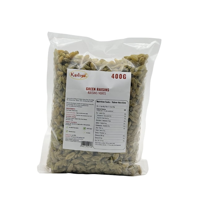 Kasturi Raisins Verts 400 g, Raisins Séchés au Soleil (Kishmish)