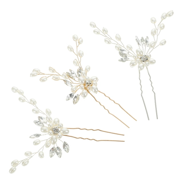 3pcs Pearl Hairpin U Shaped Hair Pin Bridal Hairpieces Wedding Hair Accessory