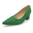 thumbnail image 5 of Women's Pumps Pointy Toe 2 Inches Slip On Low Chunky Block Heels, Padded Latex Cushion, Green,Size 10, 5 of 5