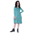 thumbnail image 2 of Moomaya Womens Full Sleeves Gathered Waist Dress Casual Relaxed Fit Swing Dresses w/ Pockets, 2 of 8