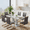 Table+Six Dark gray Chairs, variant on LUFTUT Modern Dining Table Set for 6, Faux Marble Rectangular Dining Room Table Set with 63 in Faux Marble Tabletop & 6 Light Gray Pu Upholstered Chairs Ideal for Dining Room, Kitchen, Easy Assembly