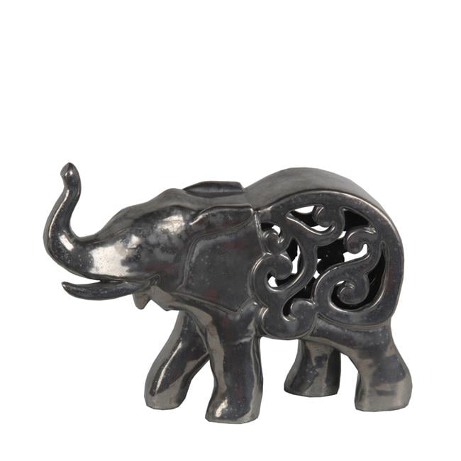 Large Ceramic Elephant Sculpture Pewter
