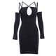 thumbnail image 2 of VISgogo Vestido ajustado de manga larga para mujer, correa de espagueti ahuecada Color sólido Cremallera trasera Fiesta de noche Club Boda de una sola pieza VISgogo moda, 2 of 8