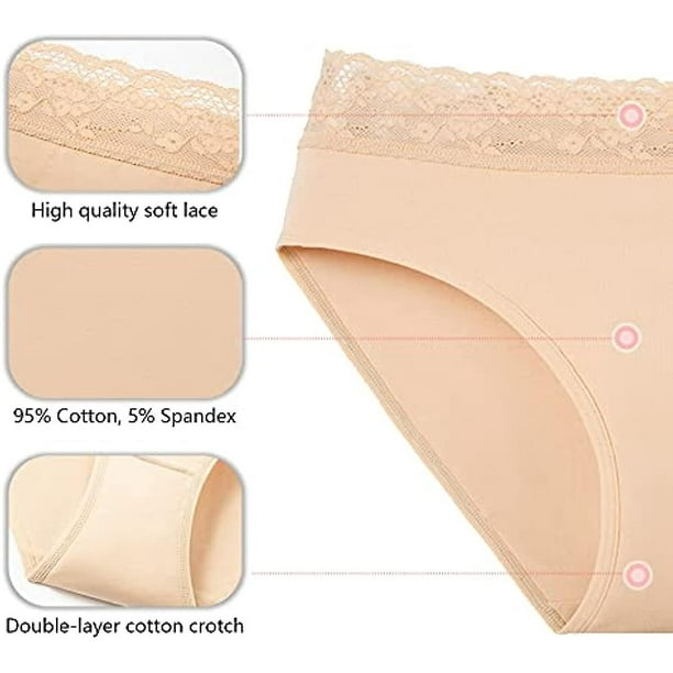 2pcs Cotton Underwear Women Lace Waistband Full Briefs Ladies High Leg  Knickers Ladies Cotton Seamless Underwear 